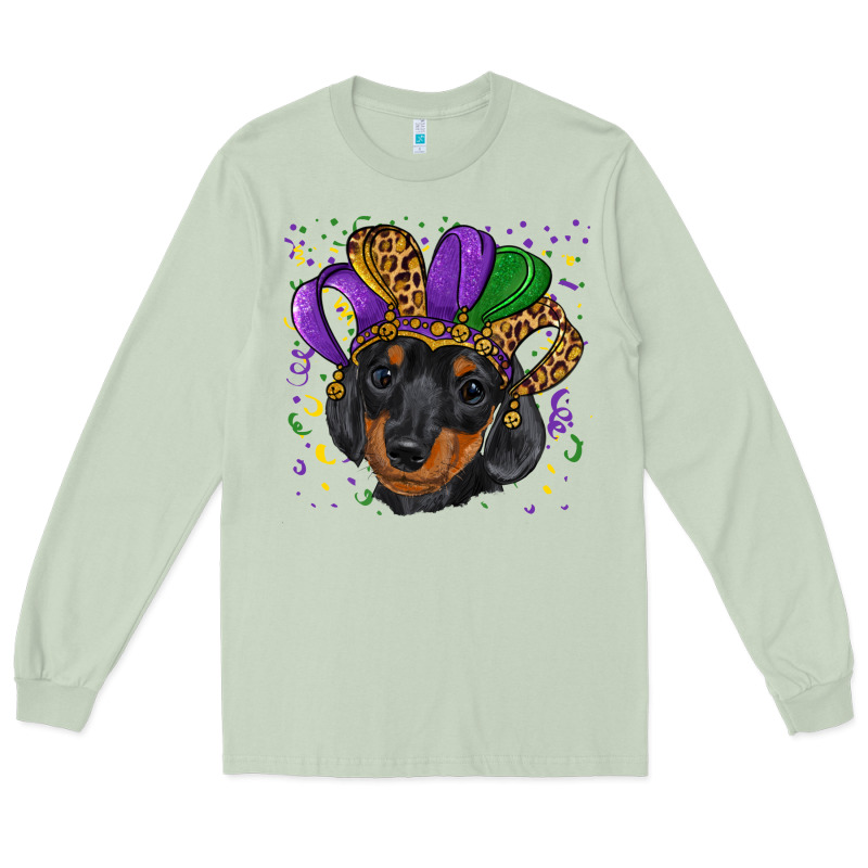 Mardi Gras Hat Dachshund Puppy Long Sleeve Tee by RanaPortraitStore | Teevron