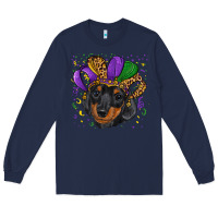 Navy mardi gras hat dachshund puppy Long Sleeve Tee - RanaPortraitStore