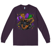 Plum mardi gras hat dachshund puppy Long Sleeve Tee - RanaPortraitStore