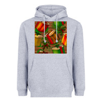Heather Grey christmas gift box seamless pattern Heavyweight Hoodie - BundleAndBundleShop