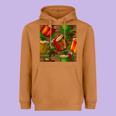 Christmas Gift Box Seamless Pattern Heavyweight Hoodie Designed By Bundleandbundleshop