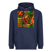 Navy christmas gift box seamless pattern Heavyweight Hoodie - BundleAndBundleShop