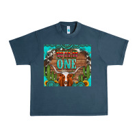 Midnight Navy wild one longhorn gemstones cactus and sunflowers Urban Heavy Tee - Artiststas
