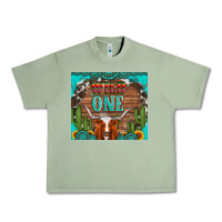 Oil Green wild one longhorn gemstones cactus and sunflowers Urban Heavy Tee - Artiststas