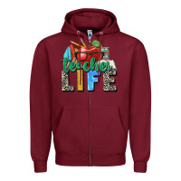 Burgundy teacher life Zipper Hoodie - Zillion Design Studio