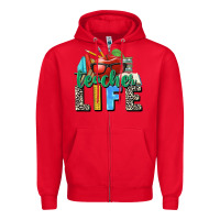Red teacher life Zipper Hoodie - Zillion Design Studio