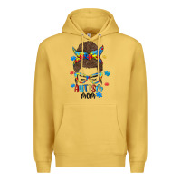 Antique Gold messy bun autism mom Premium Hoodie - MaliasSmallBusiness