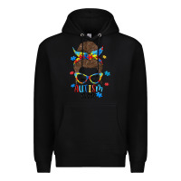 Black messy bun autism mom Premium Hoodie - MaliasSmallBusiness