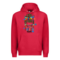 Cardinal messy bun autism mom Premium Hoodie - MaliasSmallBusiness