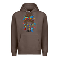 Coffee messy bun autism mom Premium Hoodie - MaliasSmallBusiness