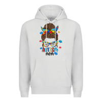 Dove Grey messy bun autism mom Premium Hoodie - MaliasSmallBusiness