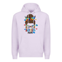 Lilac messy bun autism mom Premium Hoodie - MaliasSmallBusiness