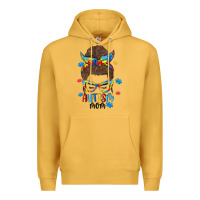 Mustard messy bun autism mom Premium Hoodie - MaliasSmallBusiness
