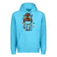 Ocean Blue messy bun autism mom Premium Hoodie - MaliasSmallBusiness