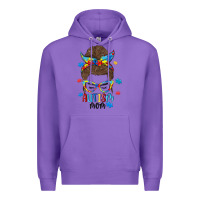 Purple messy bun autism mom Premium Hoodie - MaliasSmallBusiness