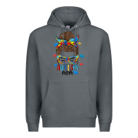 Rock messy bun autism mom Premium Hoodie - MaliasSmallBusiness