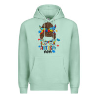 Seafoam messy bun autism mom Premium Hoodie - MaliasSmallBusiness