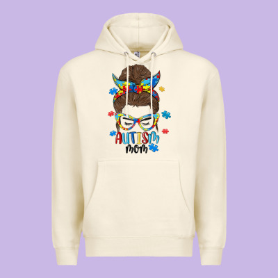 Messy Bun Autism Mom Premium Hoodie Designed By Maliassmallbusiness