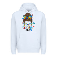 White messy bun autism mom Premium Hoodie - MaliasSmallBusiness