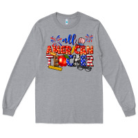 Heather Grey all american teacher Long Sleeve Tee - texasbilliewilder