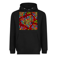 Black christmas lights and leopard hearts seamless pattern Heavyweight Hoodie - BundleAndBundleShop
