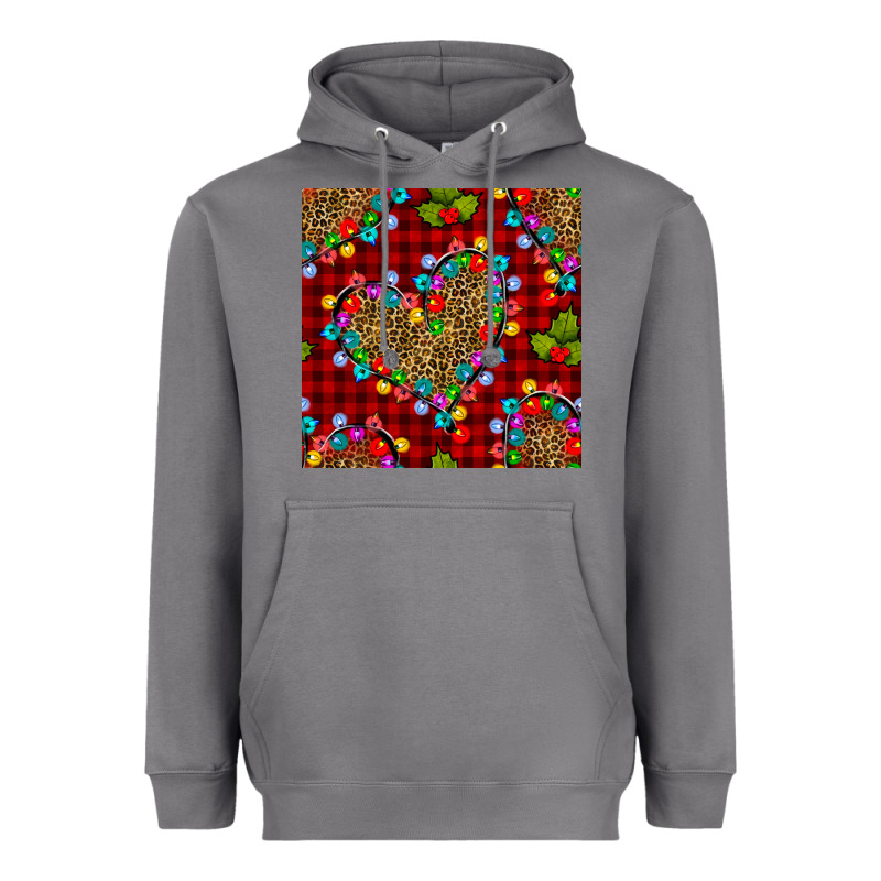 Christmas Lights And Leopard Hearts Seamless Pattern Heavyweight Hoodie by BundleAndBundleShop | Teevron