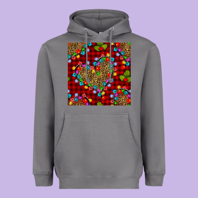 Christmas Lights And Leopard Hearts Seamless Pattern Heavyweight Hoodie Designed By Bundleandbundleshop