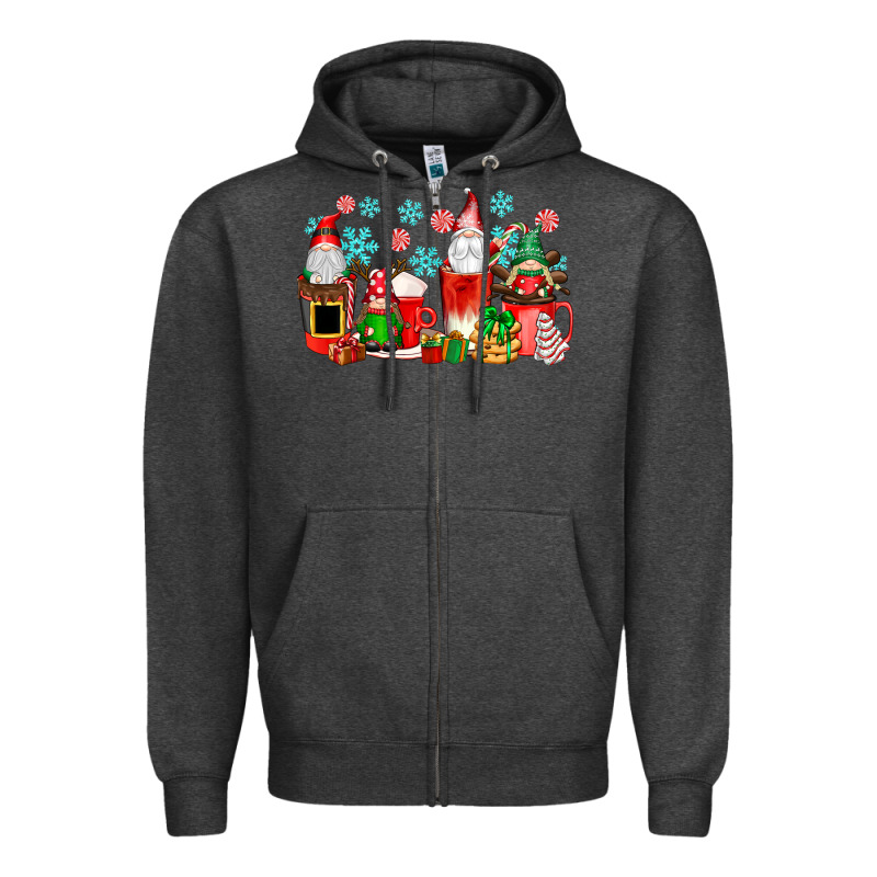 Christmas Gnomes Coffee Cups Zipper Hoodie by texasbilliewilder | Teevron