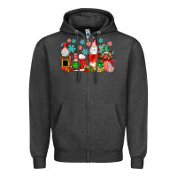Charcoal Heather christmas gnomes coffee cups Zipper Hoodie - texasbilliewilder