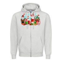 Dove Grey christmas gnomes coffee cups Zipper Hoodie - texasbilliewilder