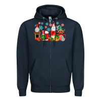 Navy christmas gnomes coffee cups Zipper Hoodie - texasbilliewilder