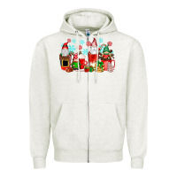 Oatmeal Heather christmas gnomes coffee cups Zipper Hoodie - texasbilliewilder