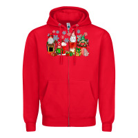 Red christmas gnomes coffee cups Zipper Hoodie - texasbilliewilder