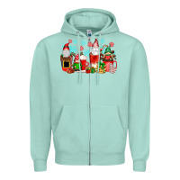 Seafoam christmas gnomes coffee cups Zipper Hoodie - texasbilliewilder