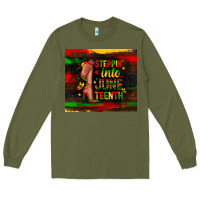 Army Green steppin into juneteenth Long Sleeve Tee - Zillion Design Studio