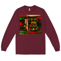 Burgundy steppin into juneteenth Long Sleeve Tee - Zillion Design Studio