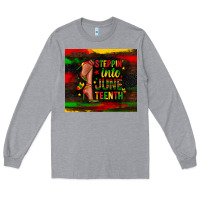 Heather Grey steppin into juneteenth Long Sleeve Tee - Zillion Design Studio