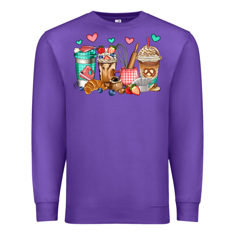 Baking Coffee Cups Premium Sweatshirt by Jasminsmagicworld | Teevron
