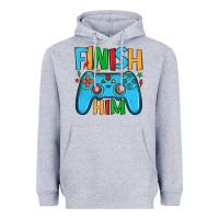 Heather Grey finish him Heavyweight Hoodie - JahusDesignShop