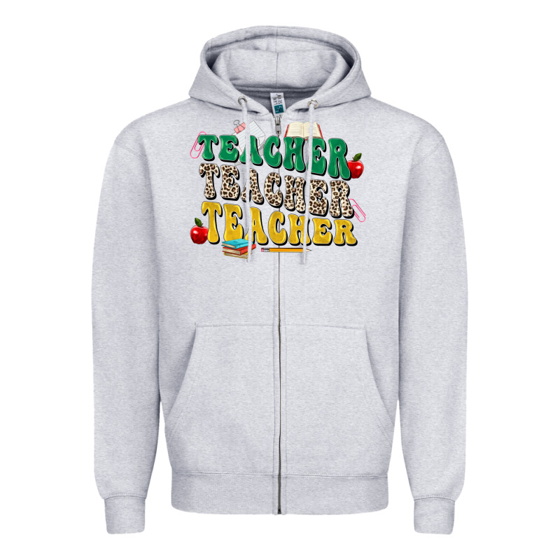Teacher Teacher Teacher Zipper Hoodie by Zillion Design Studio | Teevron