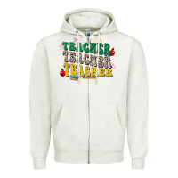 Oatmeal Heather teacher teacher teacher Zipper Hoodie - Zillion Design Studio
