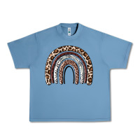 Pebble Blue Cheetah rainbow Urban Heavy Tee - MaliasSmallBusiness