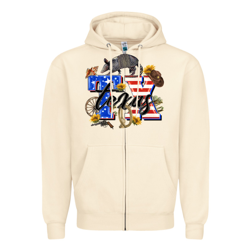 Texas Tx Zipper Hoodie by Zillion Design Studio | Teevron