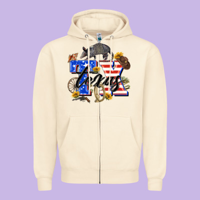 Texas Tx Zipper Hoodie Designed By Zillion Design Studio