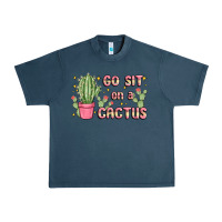 Midnight Navy go sit on a cactus Urban Heavy Tee - MaliasSmallBusiness