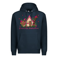 Navy church is my happy place Premium Hoodie - MaliasSmallBusiness