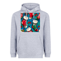 Heather Grey christmas socks seamless pattern Heavyweight Hoodie - BundleAndBundleShop