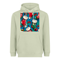 Matcha christmas socks seamless pattern Heavyweight Hoodie - BundleAndBundleShop