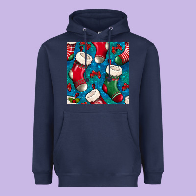 Christmas Socks Seamless Pattern Heavyweight Hoodie Designed By Bundleandbundleshop