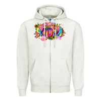 Oatmeal Heather tie dye mom Zipper Hoodie - Zillion Design Studio
